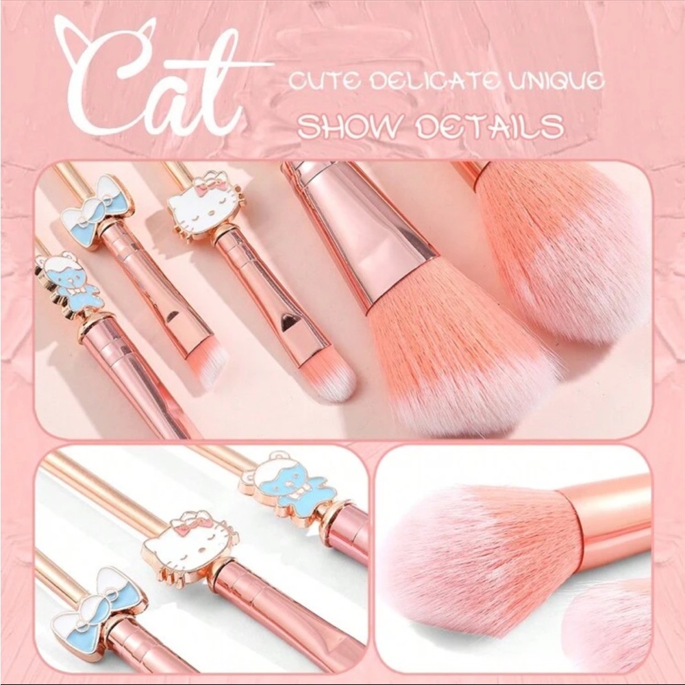 Hello Kitty Makeup Brush Set, Hello Kitty Makeup Brushes, Rose Gold Makeup Brush - Picture 8 of 8
